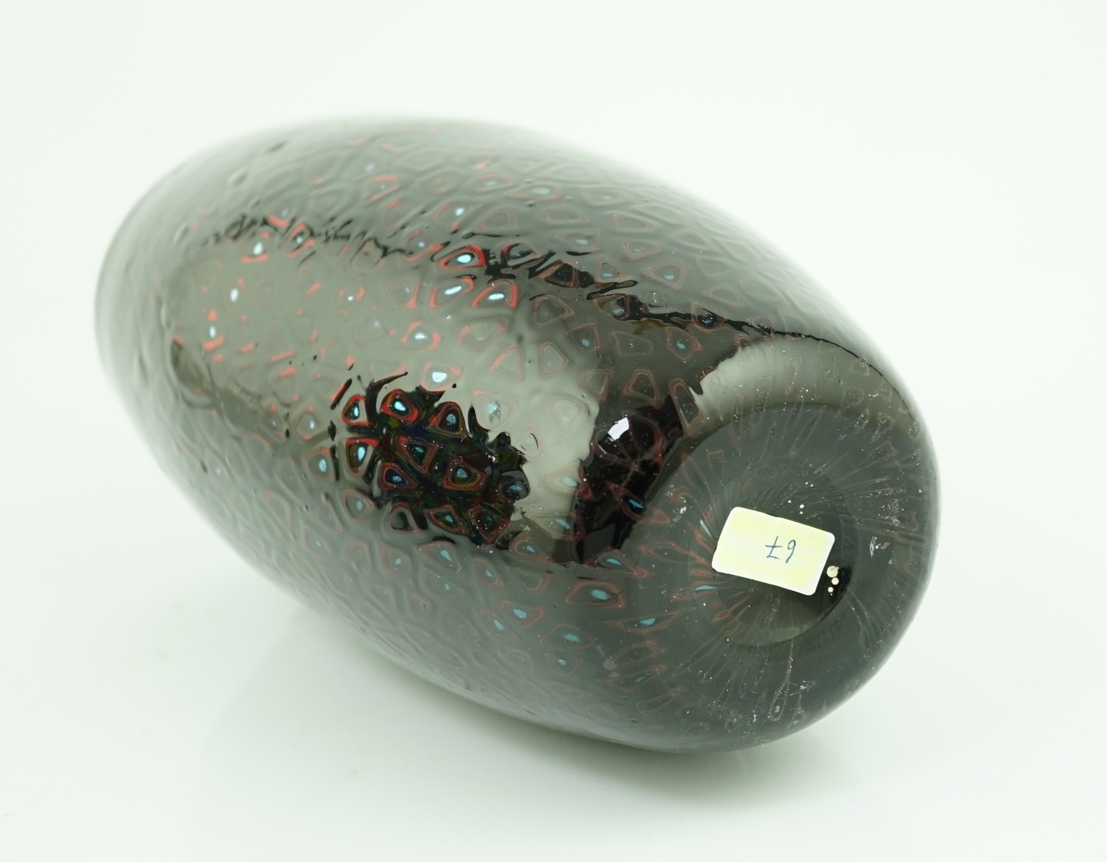 Vittorio Ferro (1932-2012) A Murano glass Murrine vase, in dark red and blue, unsigned, 24.5cm., Please note this lot attracts an additional import tax of 20% on the hammer price